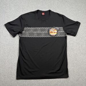 Quicksilver T-shirt Black Short Sleeve Hawaii Graphic Band Men Size M Wicking